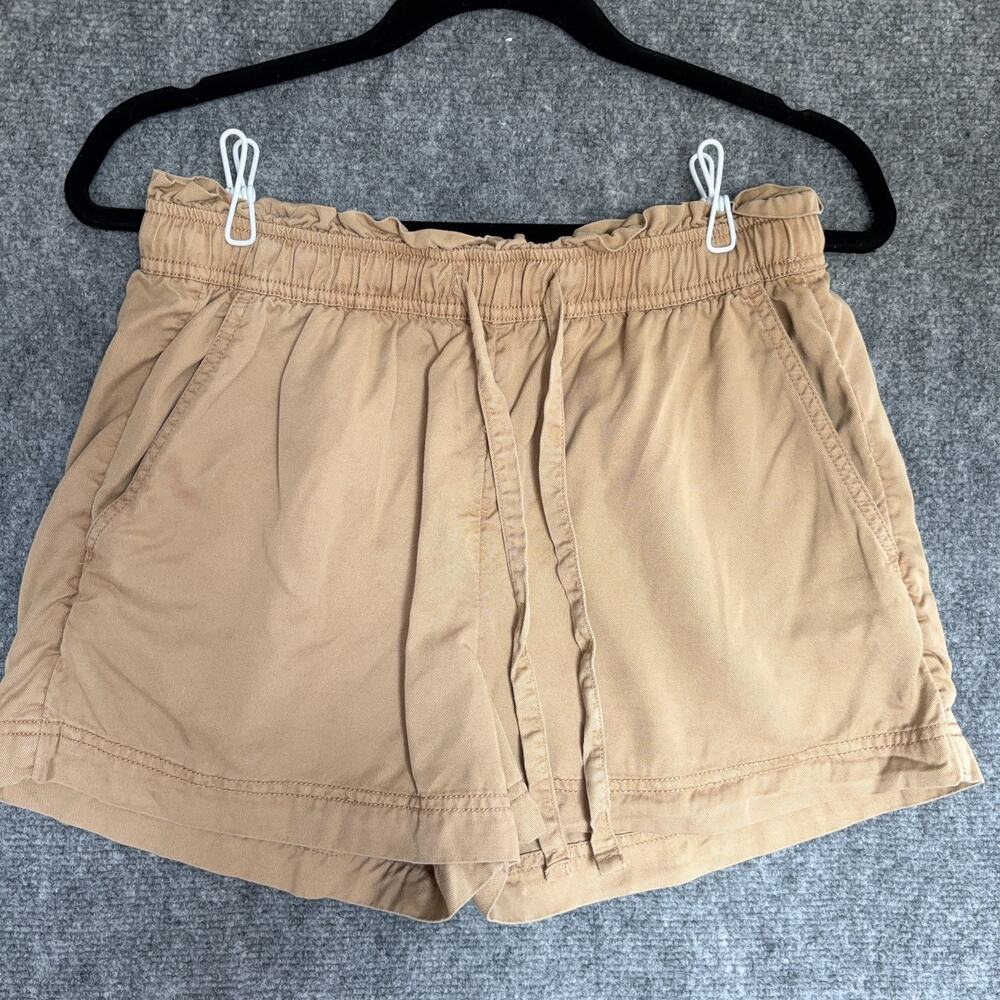 C&C California Lyocell Shorts Tan Elastic Waist Drawstring Casual Womens Small